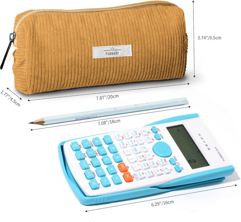 Purbert Pencil Bag Pen Case, Soft Corduroy Small Pencil Pouch Organizer with Zipper, Cute Pencil Case Pouch Stationery for Girls and Boys – Yellow - Image 3